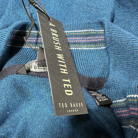 Ted Baker NWT Lostit Long Sleeve Half Zip Funnel Neck Sweater Size 4 (US L) Blue - Picture 6 of 11